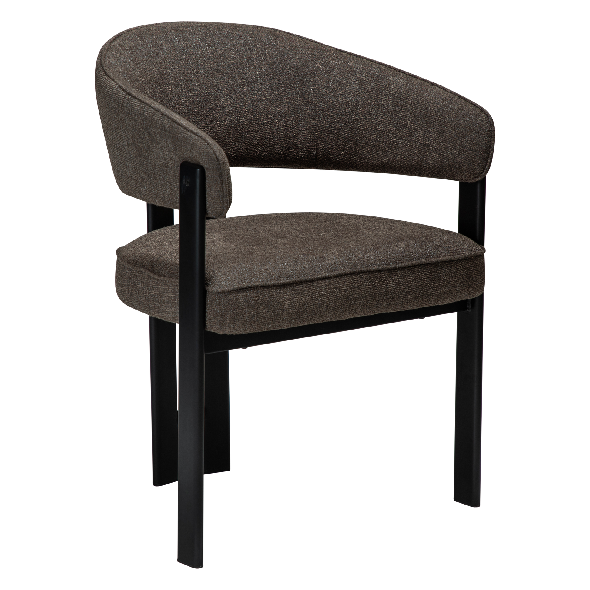 [var:Bezug=DUCT Sessel, major brauner Bouclé-Stoff mit schwarzen Beinen] DUCT Sessel