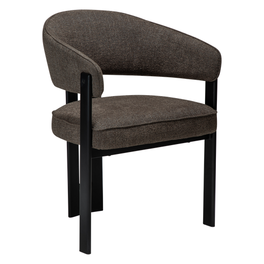 [var:Bezug=DUCT Sessel, major brauner Bouclé-Stoff mit schwarzen Beinen] DUCT Sessel