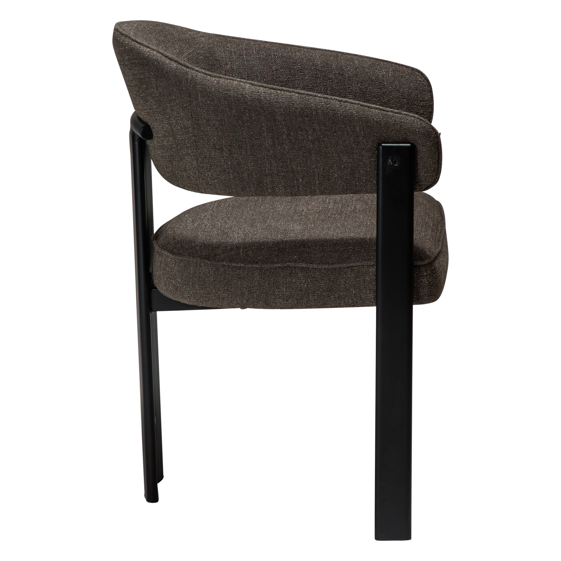 [var:Bezug=DUCT Sessel, major brauner Bouclé-Stoff mit schwarzen Beinen] DUCT Sessel