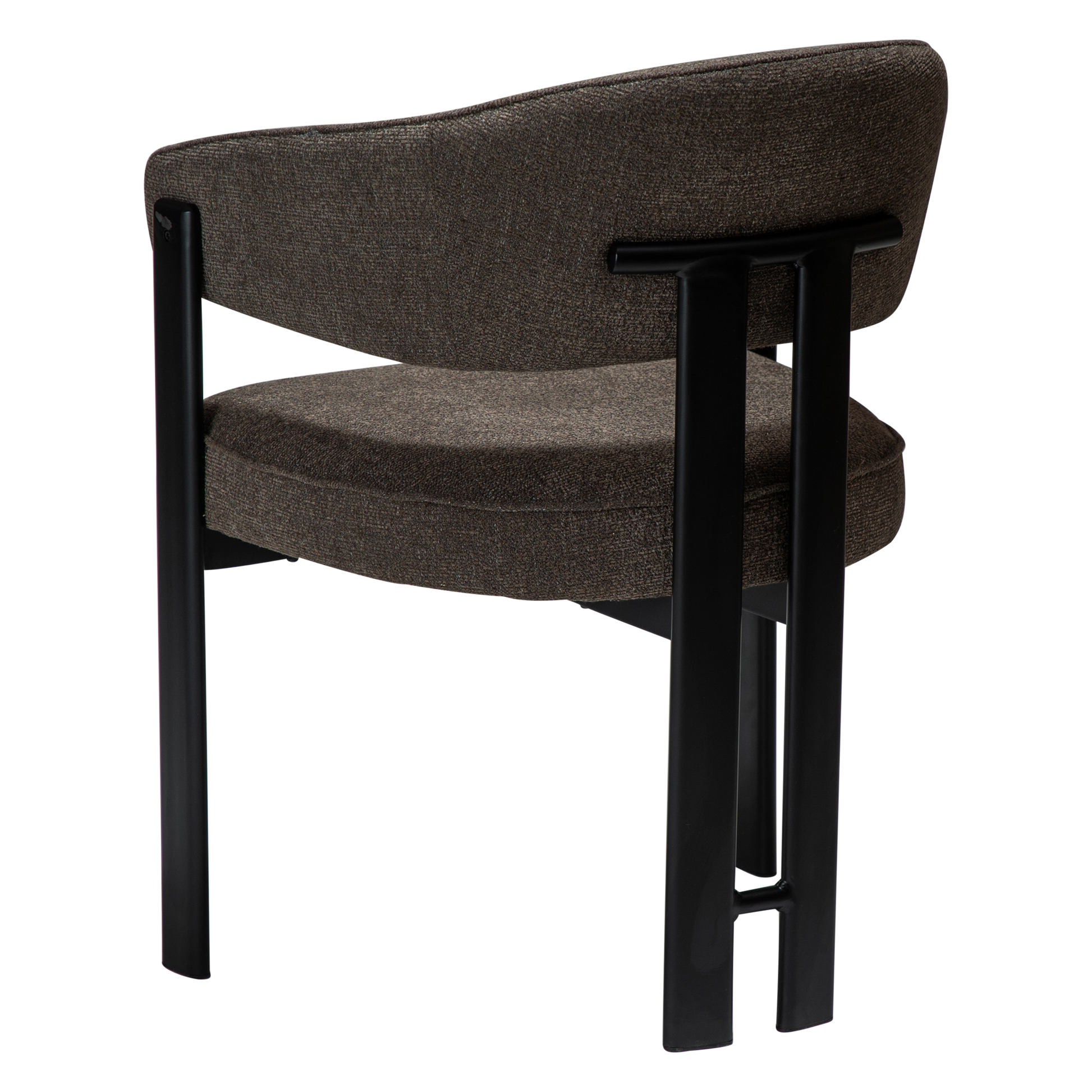 [var:Bezug=DUCT Sessel, major brauner Bouclé-Stoff mit schwarzen Beinen] DUCT Sessel