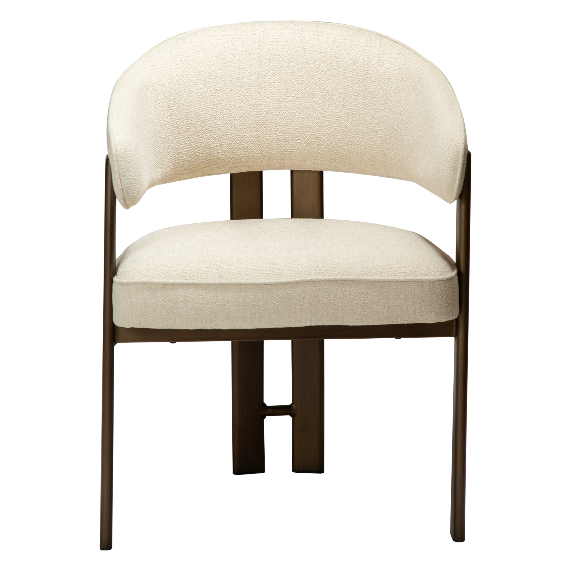 [var:Bezug=DUCT Sessel, einfach beiger Bouclé-Stoff mit antikem Messing] DUCT Sessel