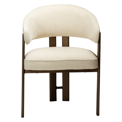 [var:Bezug=DUCT Sessel, einfach beiger Bouclé-Stoff mit antikem Messing] DUCT Sessel