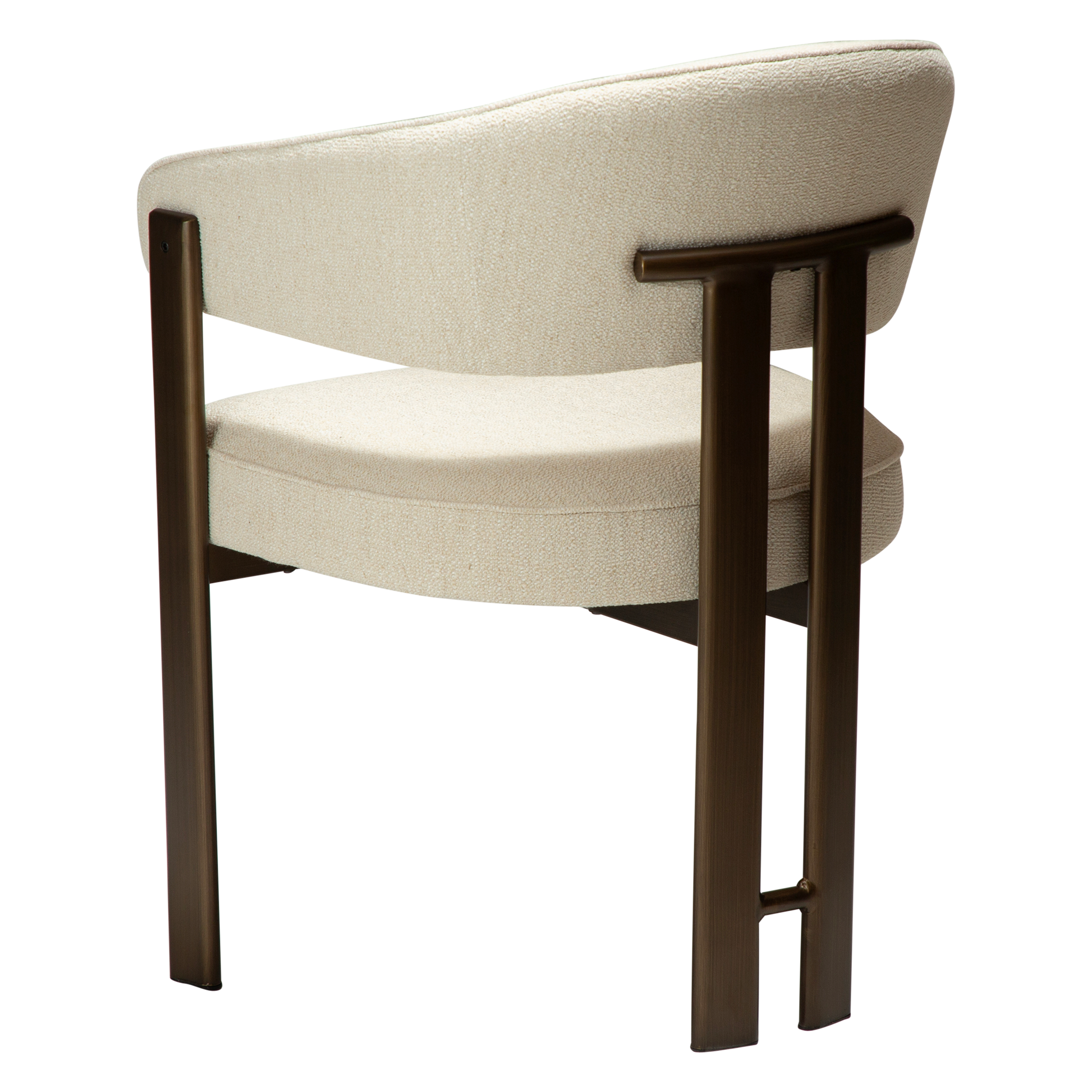 [var:Bezug=DUCT Sessel, einfach beiger Bouclé-Stoff mit antikem Messing] DUCT Sessel