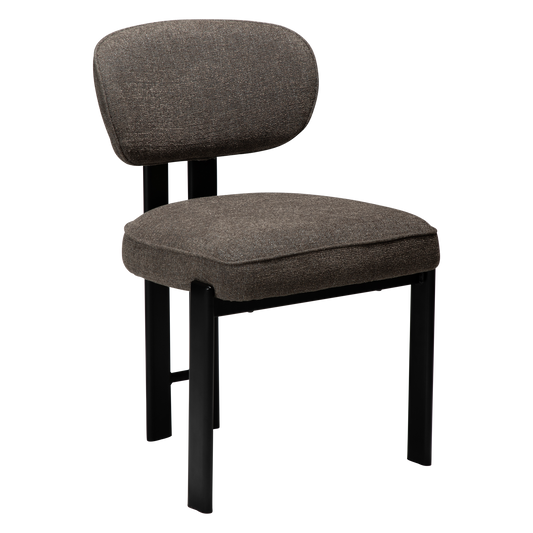 [var:Bezug=DUCT Stuhl, major brauner Bouclé mit schwarzen Beinen] DUCT Stuhl