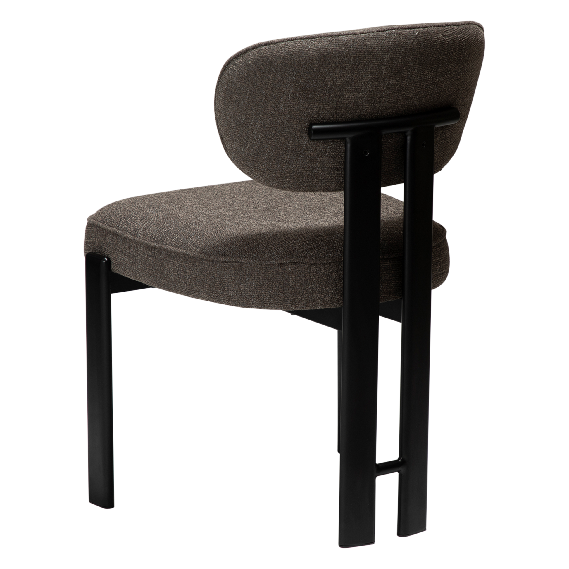 [var:Bezug=DUCT Stuhl, major brauner Bouclé mit schwarzen Beinen] DUCT Stuhl