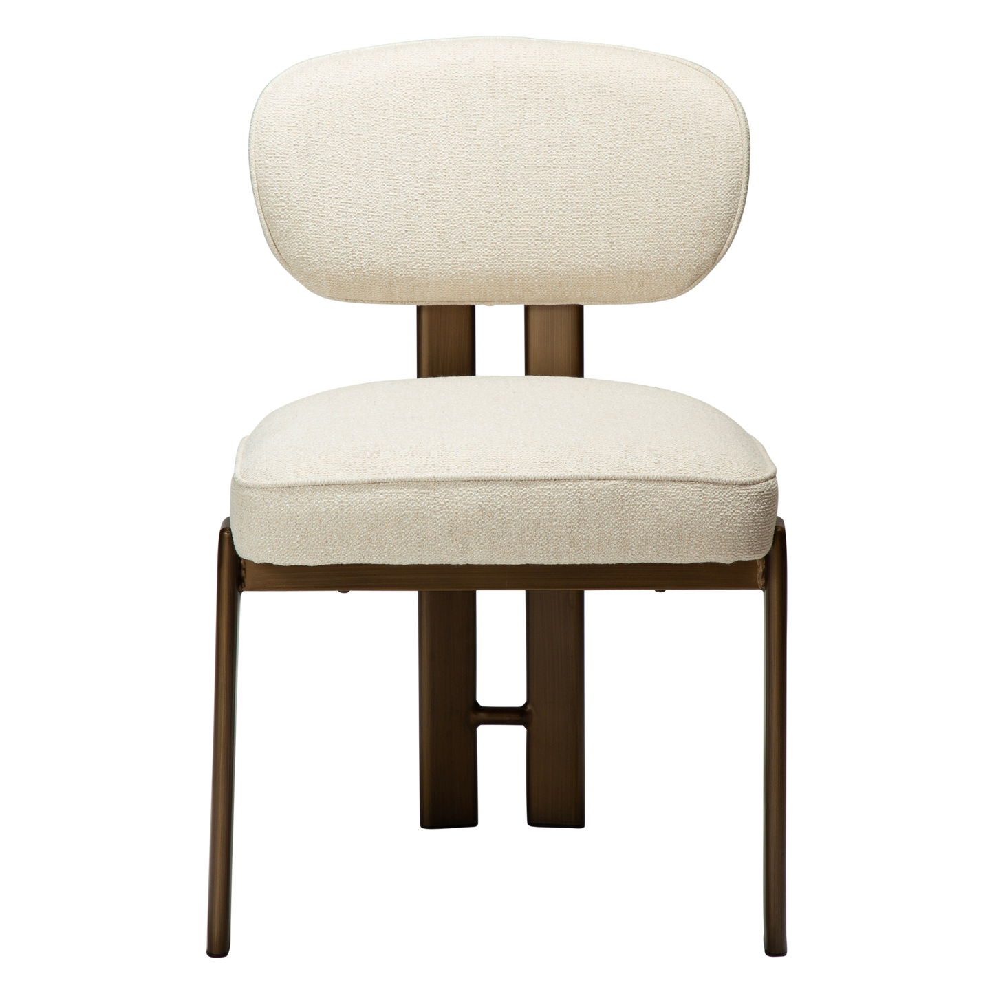 [var:Bezug=DUCT Stuhl, einfach beiger Bouclé-Stoff mit antikem Messing] DUCT Stuhl