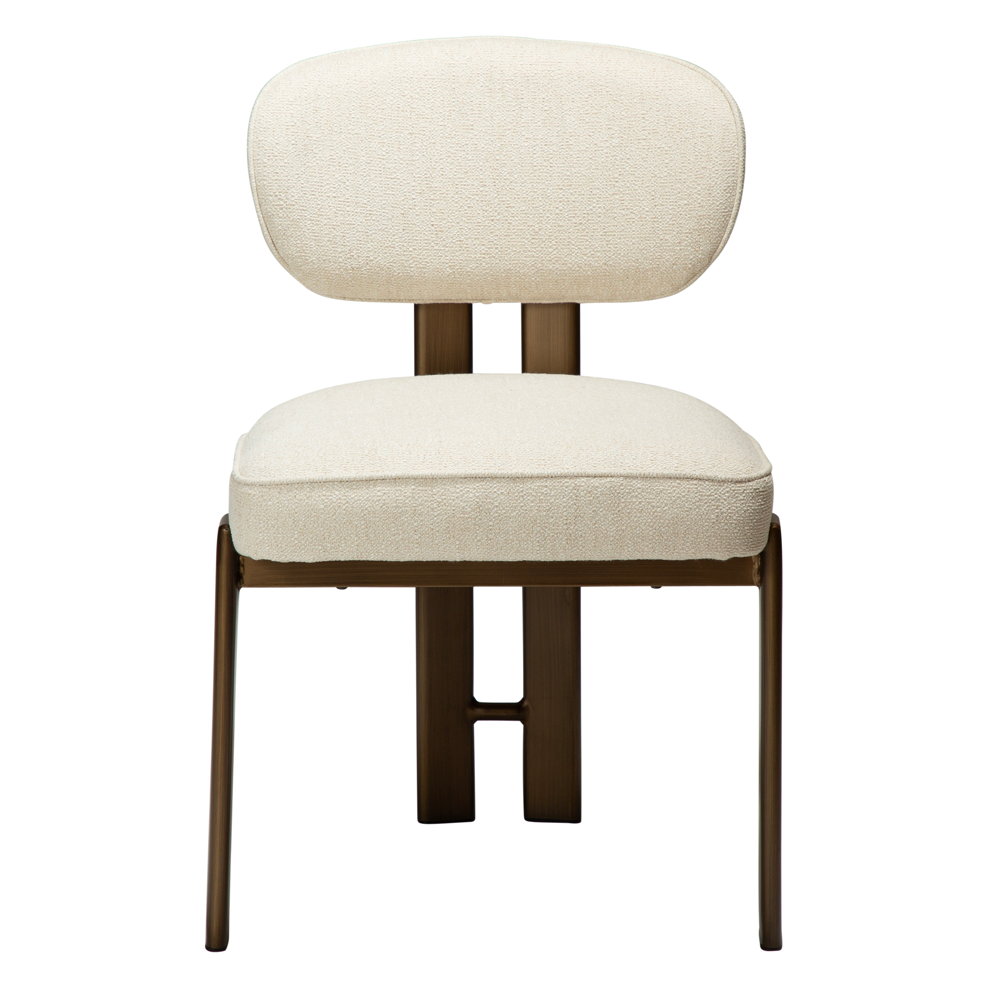 [var:Bezug=DUCT Stuhl, einfach beiger Bouclé-Stoff mit antikem Messing] DUCT Stuhl