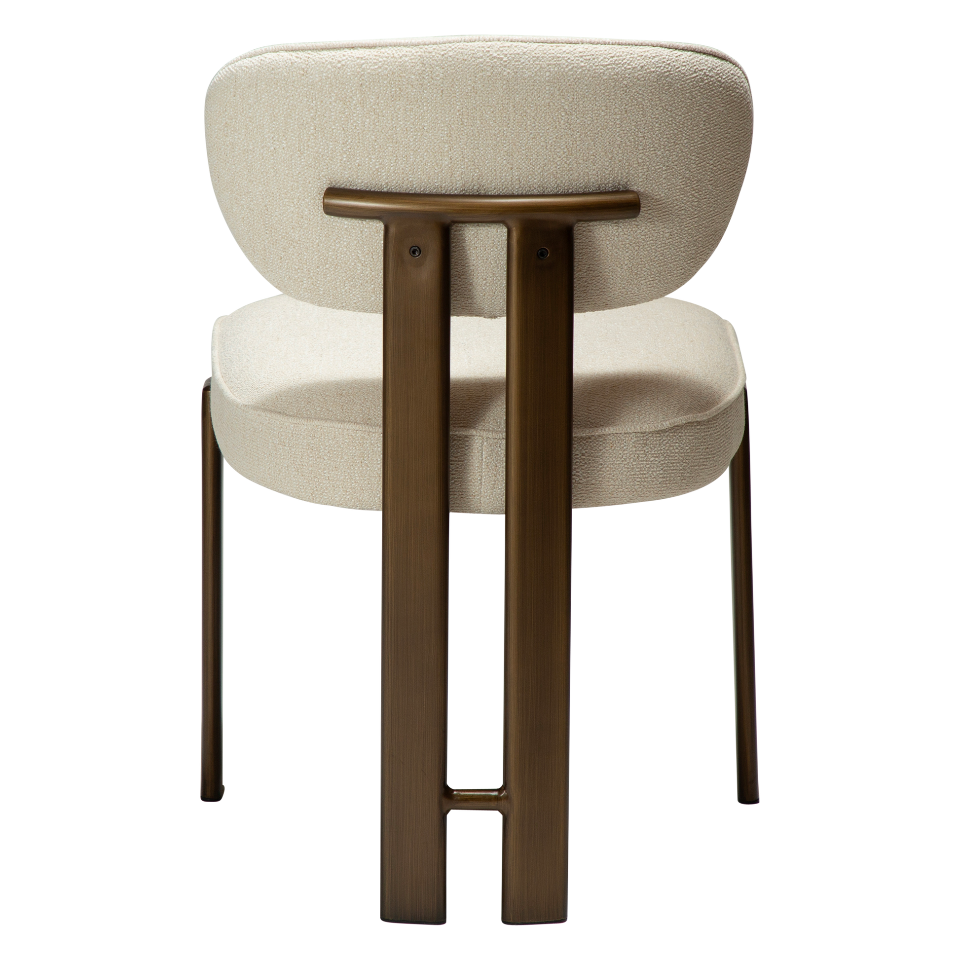 [var:Bezug=DUCT Stuhl, einfach beiger Bouclé-Stoff mit antikem Messing] DUCT Stuhl