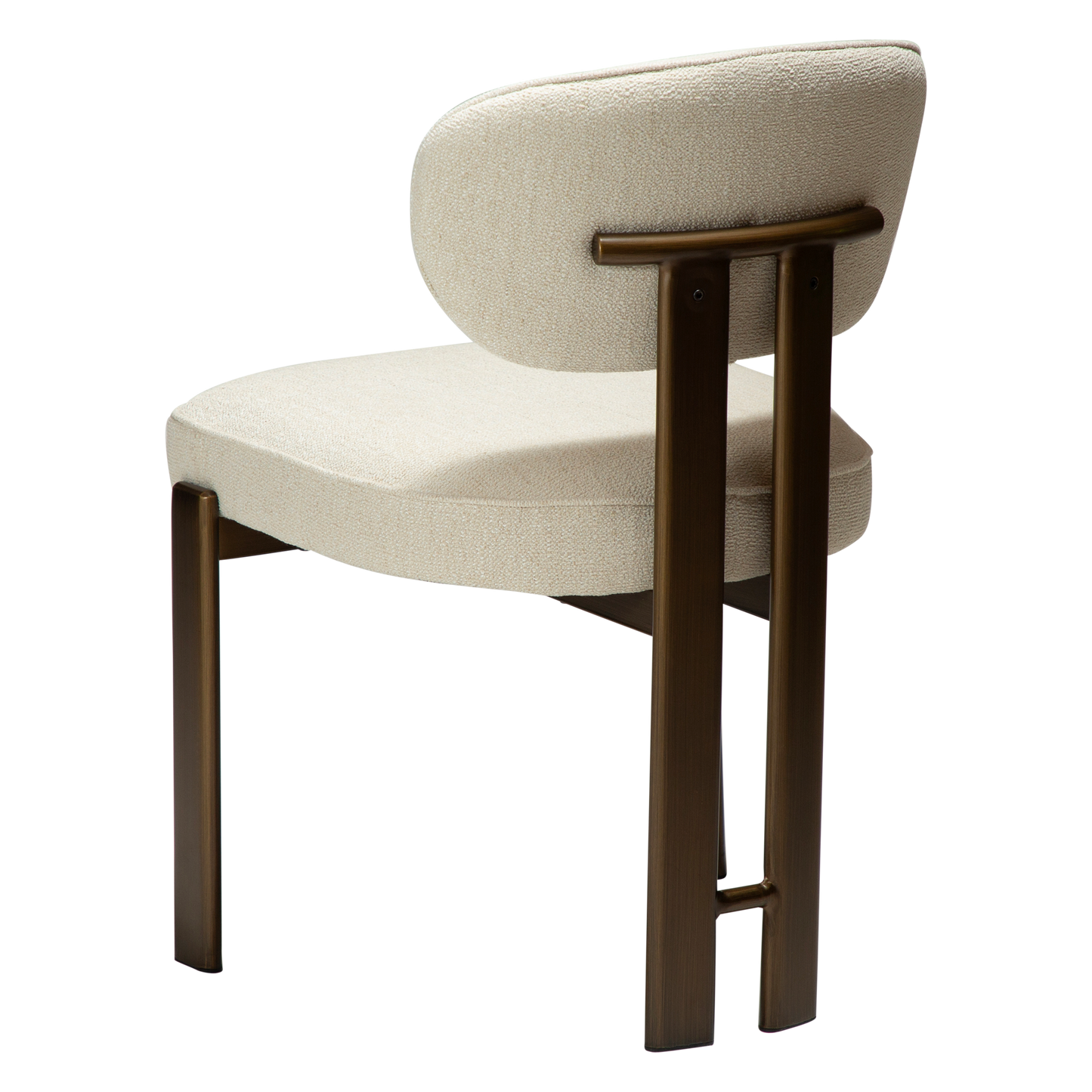 [var:Bezug=DUCT Stuhl, einfach beiger Bouclé-Stoff mit antikem Messing] DUCT Stuhl