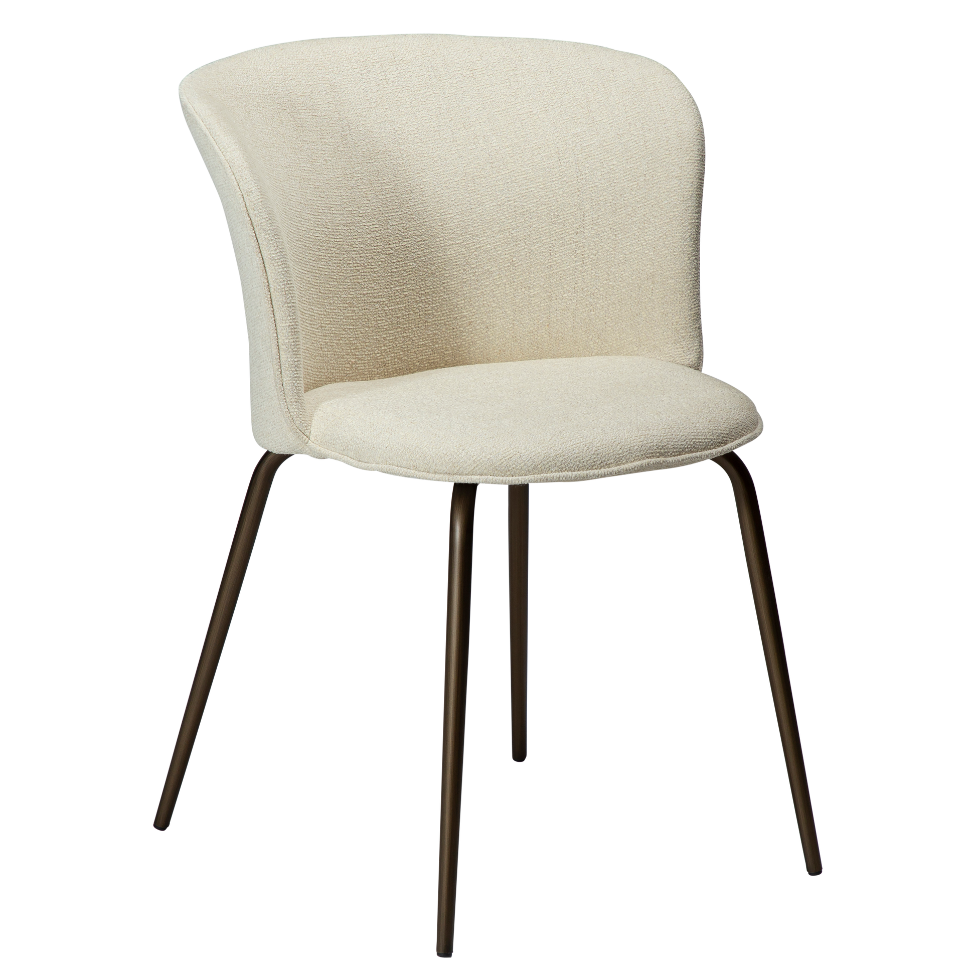 [var:Bezug=Knochenweißes Bouclé-Gewebe mit antiken Messingbeinen] EDEN Stuhl