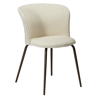 [var:Bezug=Knochenweißes Bouclé-Gewebe mit antiken Messingbeinen] EDEN Stuhl