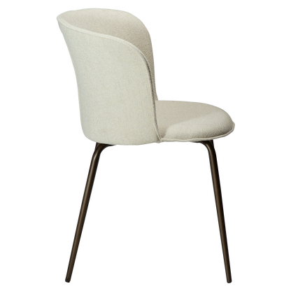 [var:Bezug=Knochenweißes Bouclé-Gewebe mit antiken Messingbeinen] EDEN Stuhl