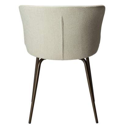 [var:Bezug=Knochenweißes Bouclé-Gewebe mit antiken Messingbeinen] EDEN Stuhl