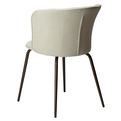 [var:Bezug=Knochenweißes Bouclé-Gewebe mit antiken Messingbeinen] EDEN Stuhl