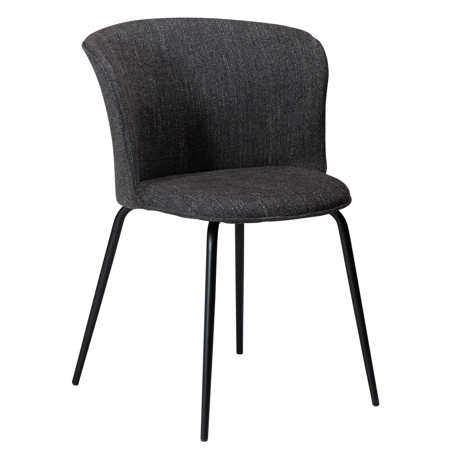 [var:Bezug=Raben schwarzer Bouclé-Stoff mit schwarzen Metallbeinen] EDEN Stuhl