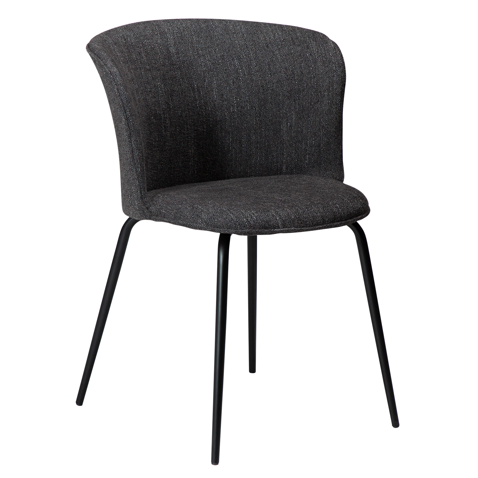 [var:Bezug=Raben schwarzer Bouclé-Stoff mit schwarzen Metallbeinen] EDEN Stuhl