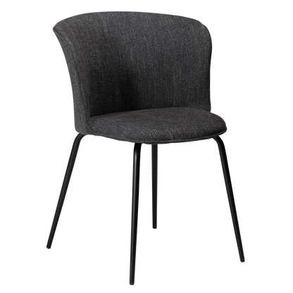 [var:Bezug=Raben schwarzer Bouclé-Stoff mit schwarzen Metallbeinen] EDEN Stuhl