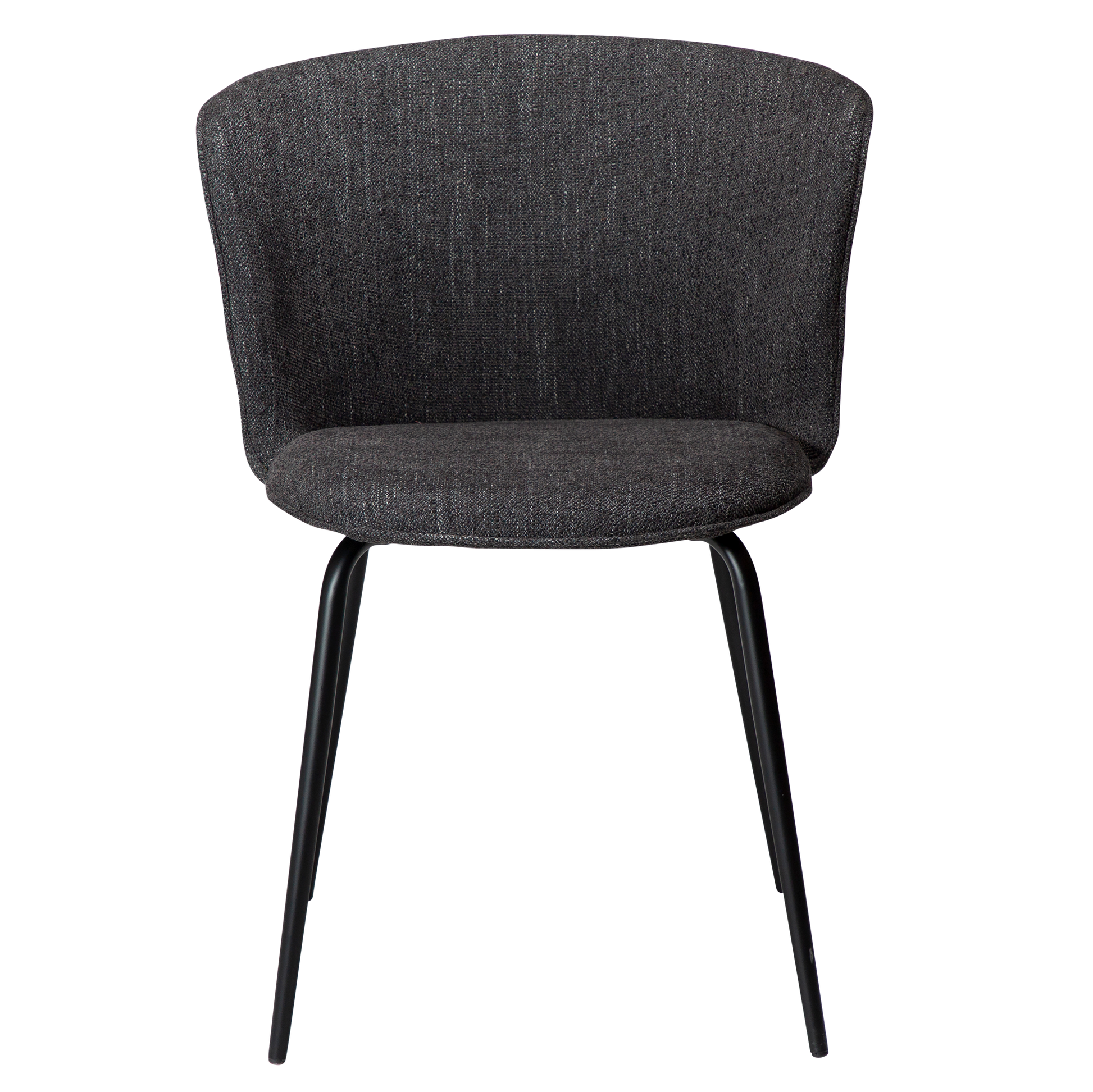 [var:Bezug=Raben schwarzer Bouclé-Stoff mit schwarzen Metallbeinen] EDEN Stuhl