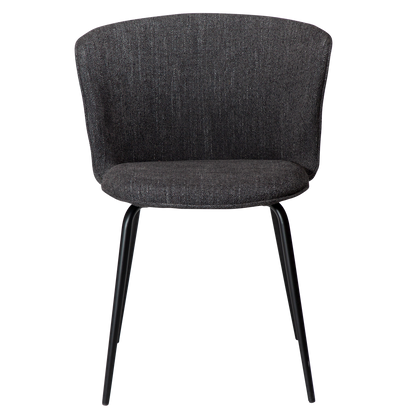 [var:Bezug=Raben schwarzer Bouclé-Stoff mit schwarzen Metallbeinen] EDEN Stuhl