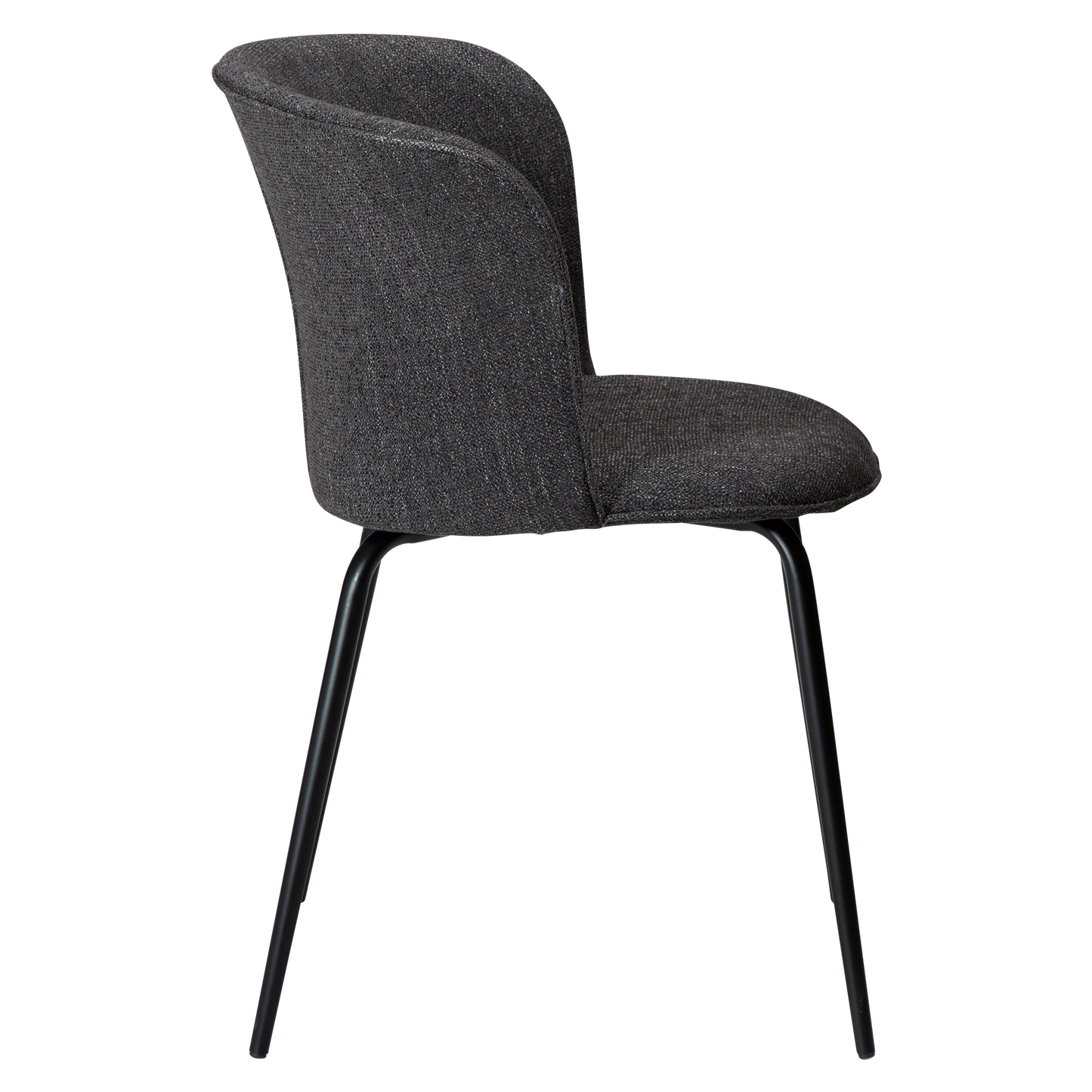 [var:Bezug=Raben schwarzer Bouclé-Stoff mit schwarzen Metallbeinen] EDEN Stuhl