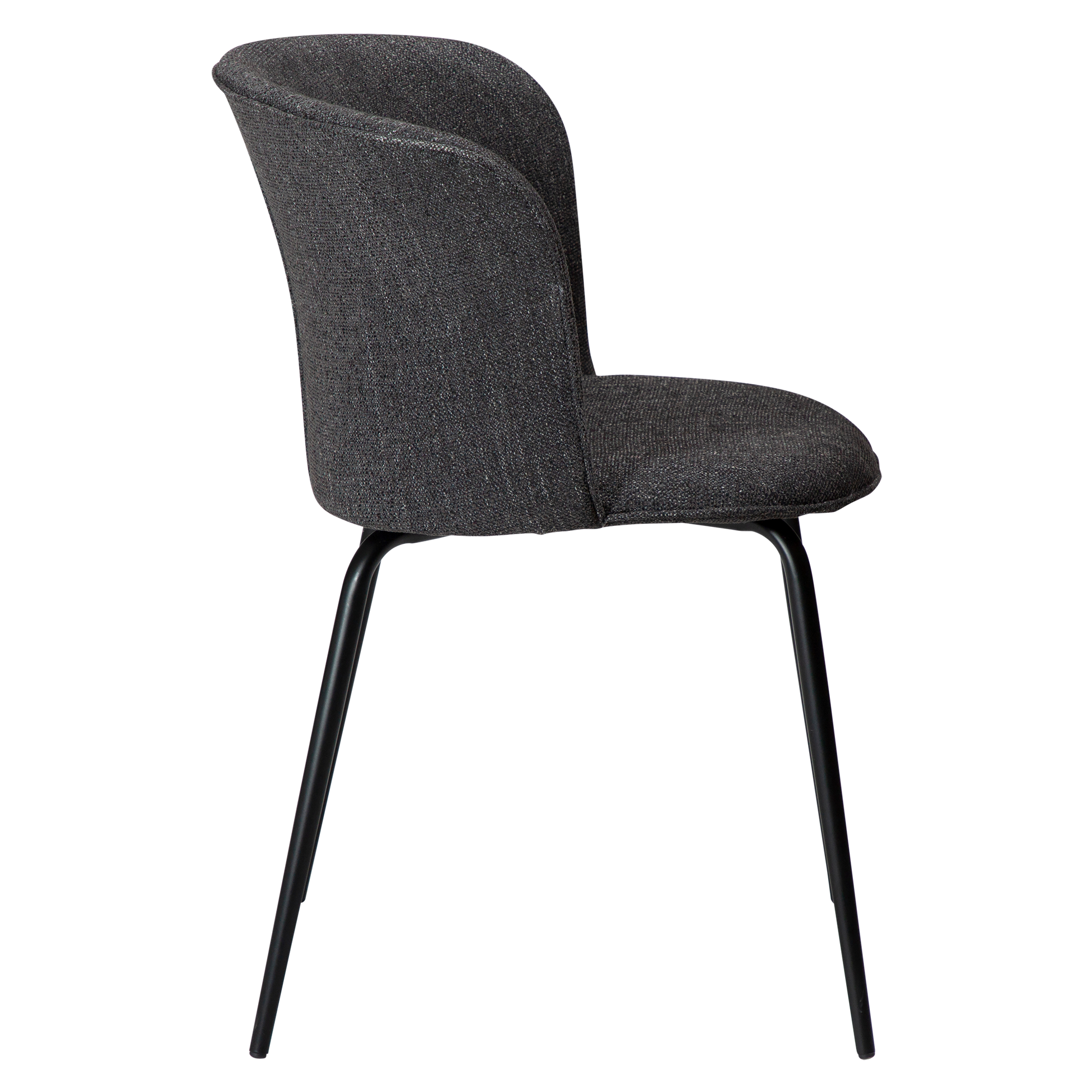 [var:Bezug=Raben schwarzer Bouclé-Stoff mit schwarzen Metallbeinen] EDEN Stuhl
