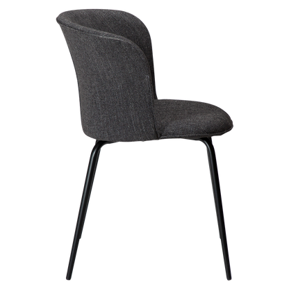 [var:Bezug=Raben schwarzer Bouclé-Stoff mit schwarzen Metallbeinen] EDEN Stuhl