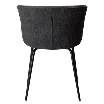 [var:Bezug=Raben schwarzer Bouclé-Stoff mit schwarzen Metallbeinen] EDEN Stuhl
