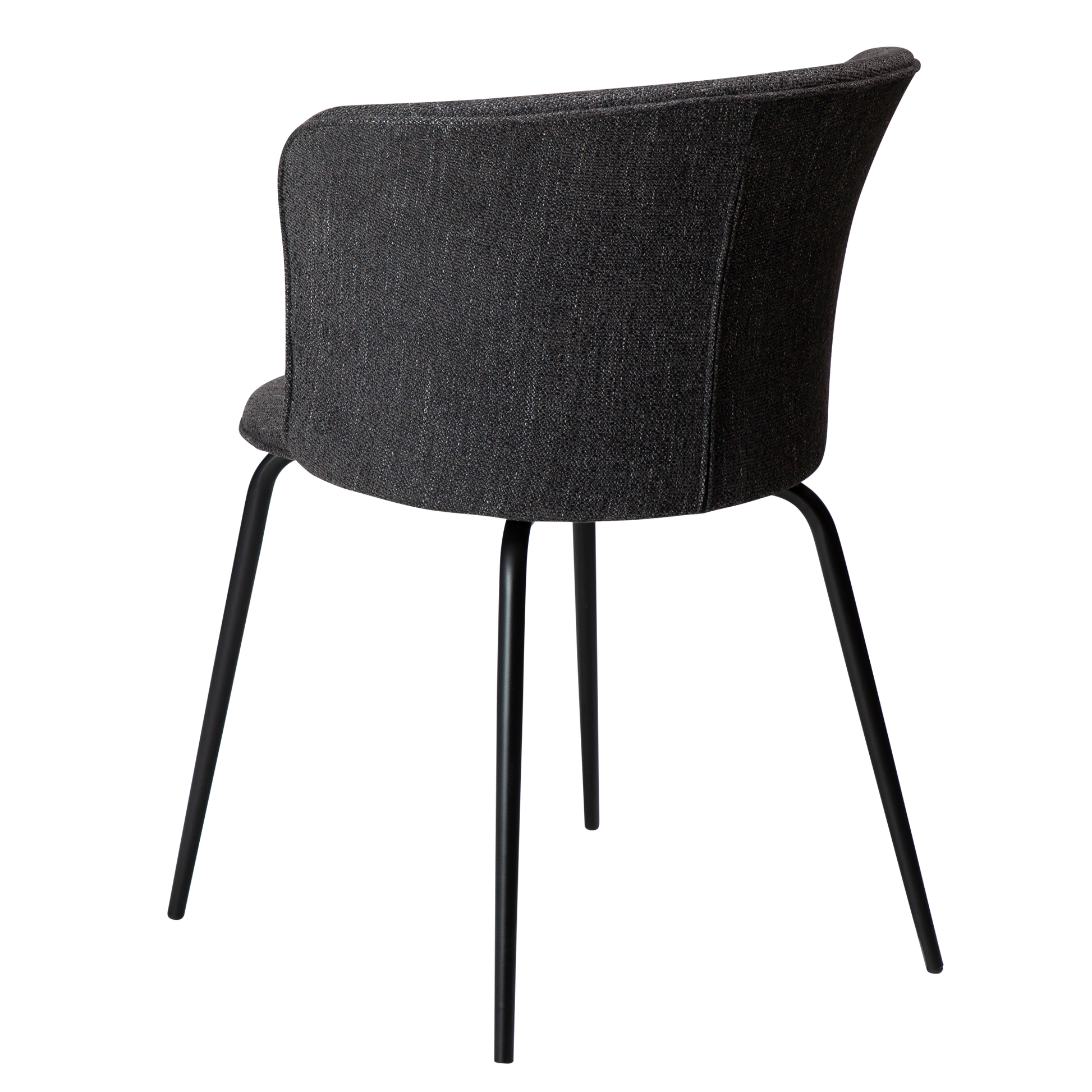 [var:Bezug=Raben schwarzer Bouclé-Stoff mit schwarzen Metallbeinen] EDEN Stuhl