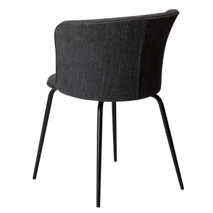[var:Bezug=Raben schwarzer Bouclé-Stoff mit schwarzen Metallbeinen] EDEN Stuhl