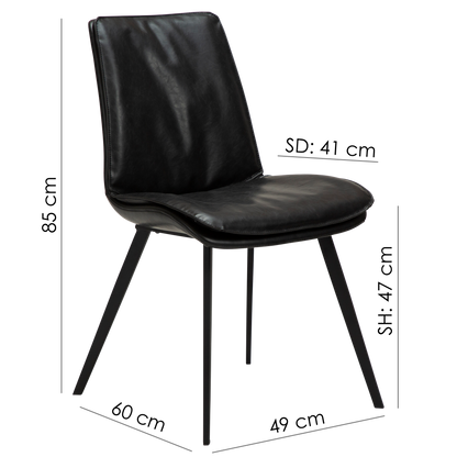 [var:Bezug=Vintage schwarzes Kunstleder mit schwarzen Beinen] FIERCE Stuhl