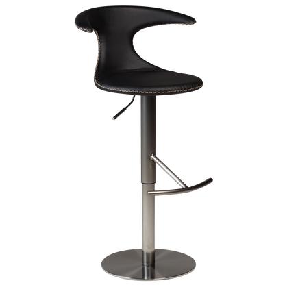[var:Bezug=Schwarzes Leder mit gebürstetem Gasliftfuß] FLAIR Barhocker