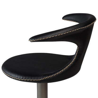 [var:Bezug=Schwarzes Leder mit gebürstetem Gasliftfuß] FLAIR Barhocker