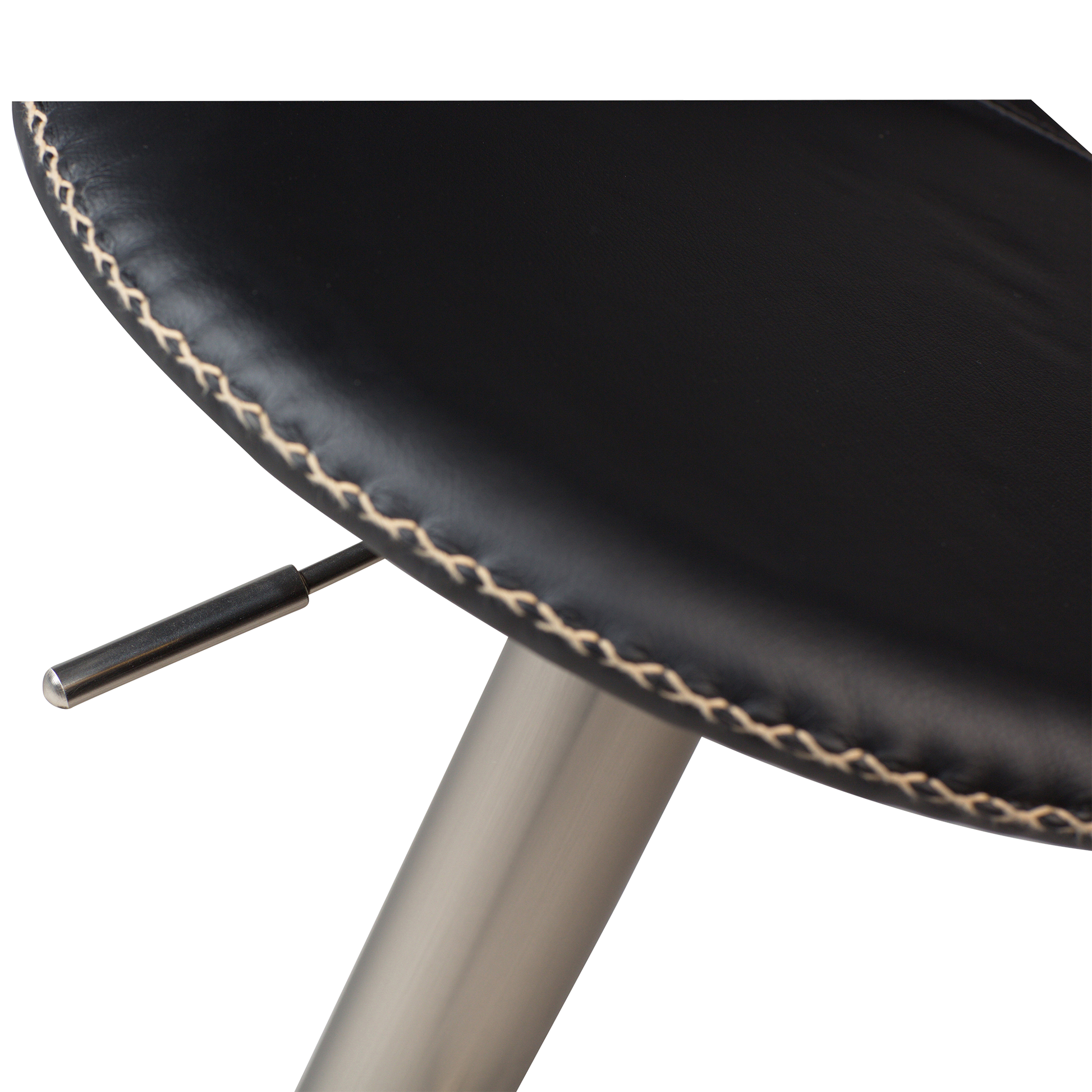 [var:Bezug=Schwarzes Leder mit gebürstetem Gasliftfuß] FLAIR Barhocker