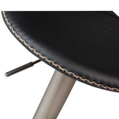 [var:Bezug=Schwarzes Leder mit gebürstetem Gasliftfuß] FLAIR Barhocker