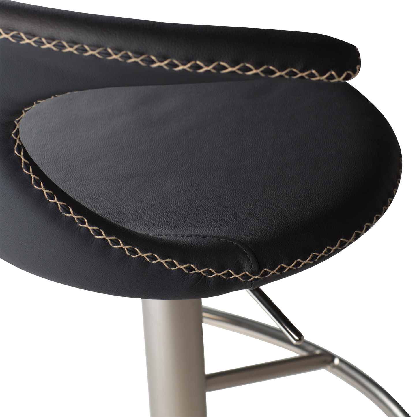 [var:Bezug=Schwarzes Leder mit gebürstetem Gasliftfuß] FLAIR Barhocker