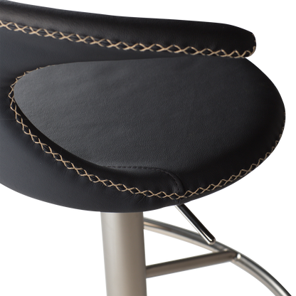 [var:Bezug=Schwarzes Leder mit gebürstetem Gasliftfuß] FLAIR Barhocker