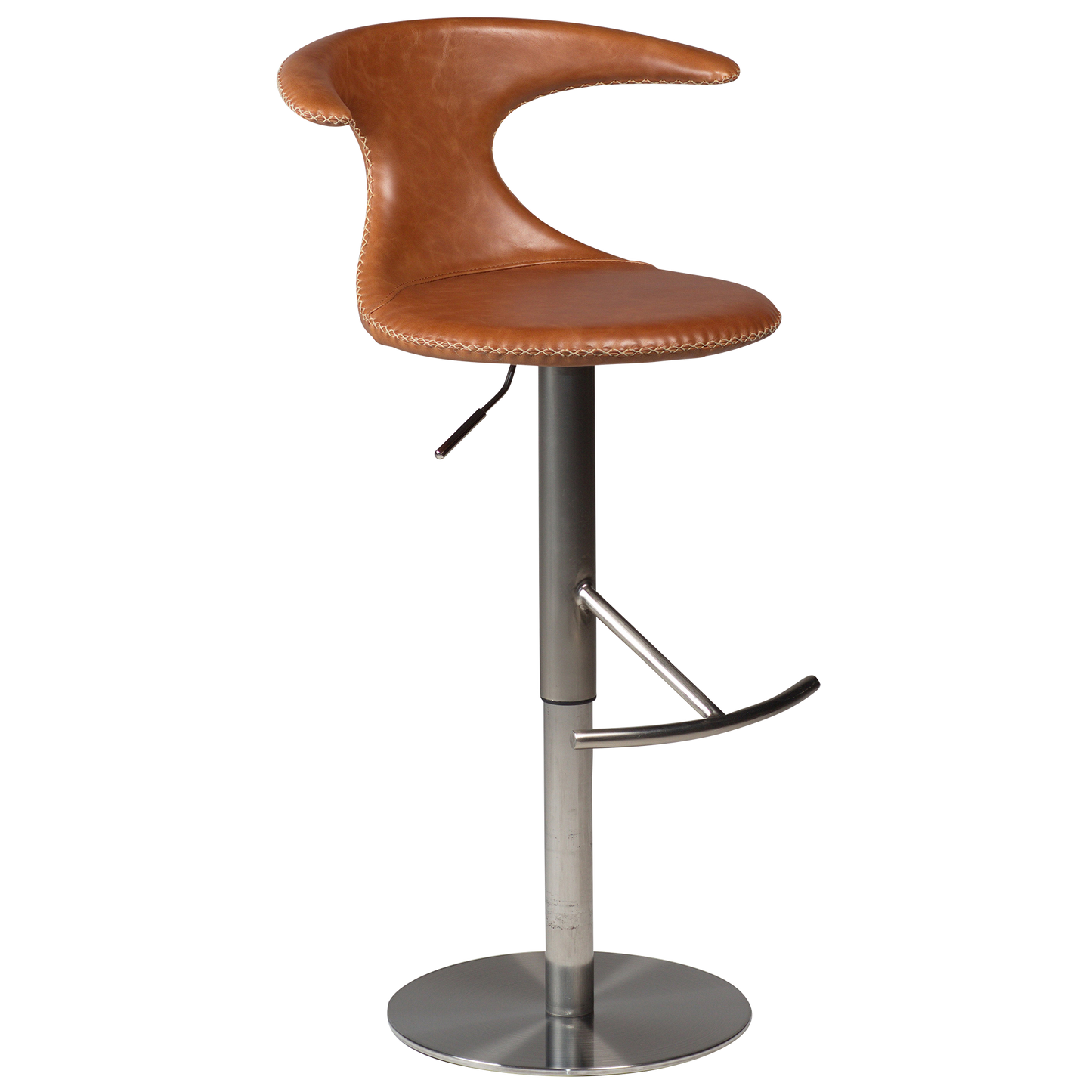 [var:Bezug=Hellbraunes Leder mit gebürstetem Gasliftfuß] FLAIR Barhocker