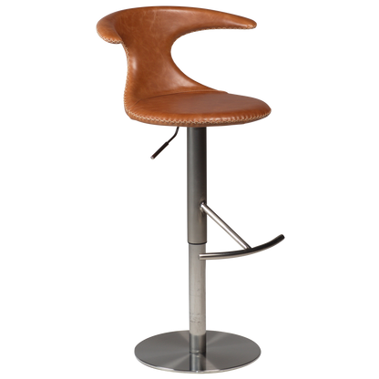 [var:Bezug=Hellbraunes Leder mit gebürstetem Gasliftfuß] FLAIR Barhocker