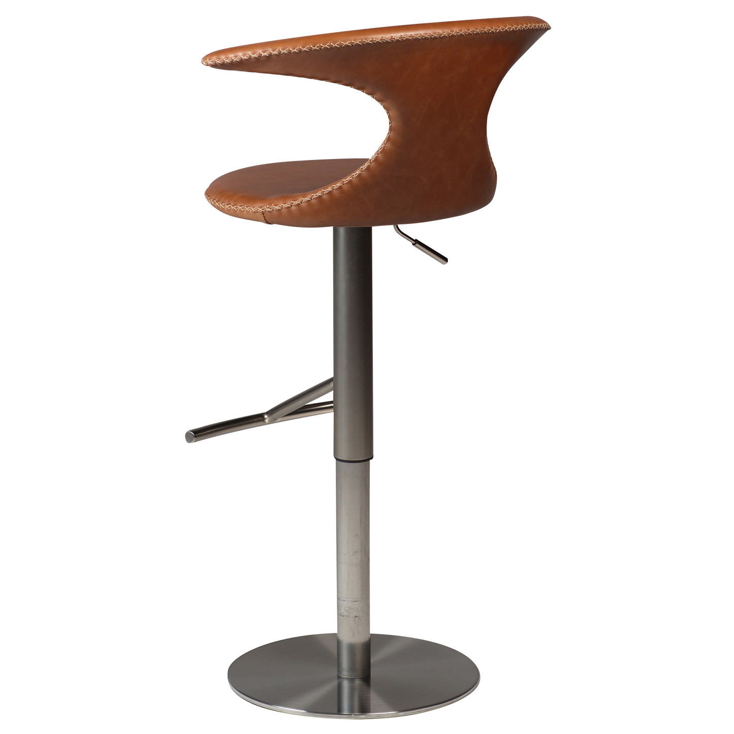 [var:Bezug=Hellbraunes Leder mit gebürstetem Gasliftfuß] FLAIR Barhocker
