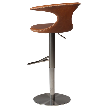 [var:Bezug=Hellbraunes Leder mit gebürstetem Gasliftfuß] FLAIR Barhocker