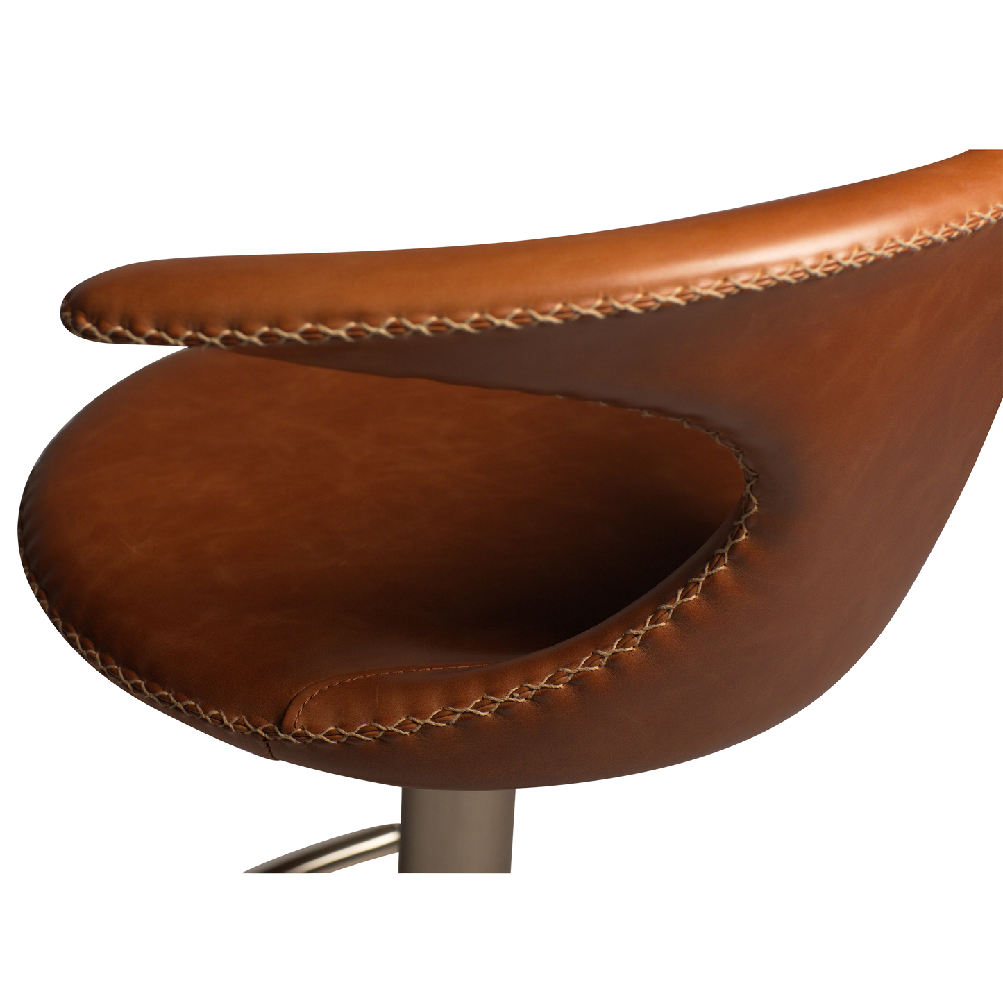 [var:Bezug=Hellbraunes Leder mit gebürstetem Gasliftfuß] FLAIR Barhocker