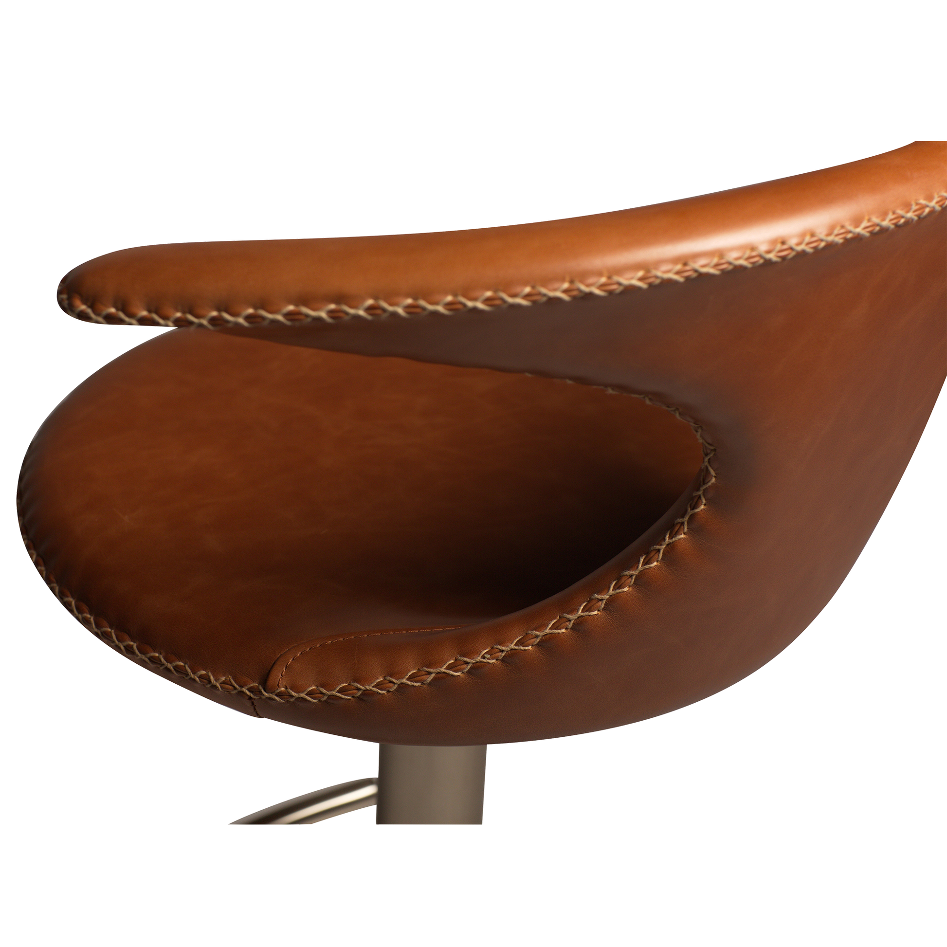 [var:Bezug=Hellbraunes Leder mit gebürstetem Gasliftfuß] FLAIR Barhocker