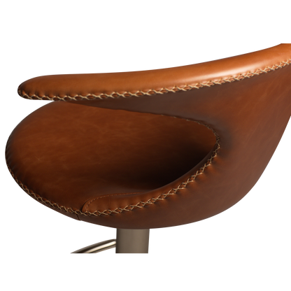 [var:Bezug=Hellbraunes Leder mit gebürstetem Gasliftfuß] FLAIR Barhocker