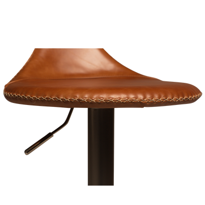 [var:Bezug=Hellbraunes Leder mit gebürstetem Gasliftfuß] FLAIR Barhocker