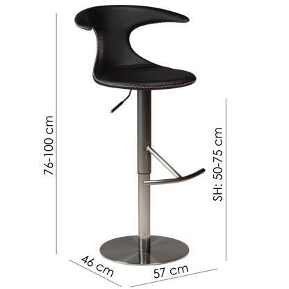 [var:Bezug=Hellbraunes Leder mit gebürstetem Gasliftfuß] FLAIR Barhocker