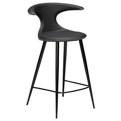 [var:Bezug=Schwarzes Leder mit schwarzen konischen Beinen] FLAIR Thekenhocker