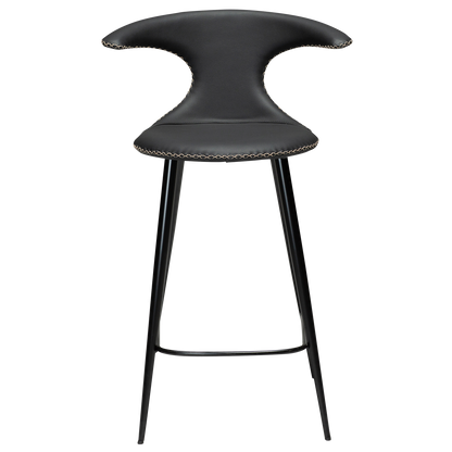 [var:Bezug=Schwarzes Leder mit schwarzen konischen Beinen] FLAIR Thekenhocker