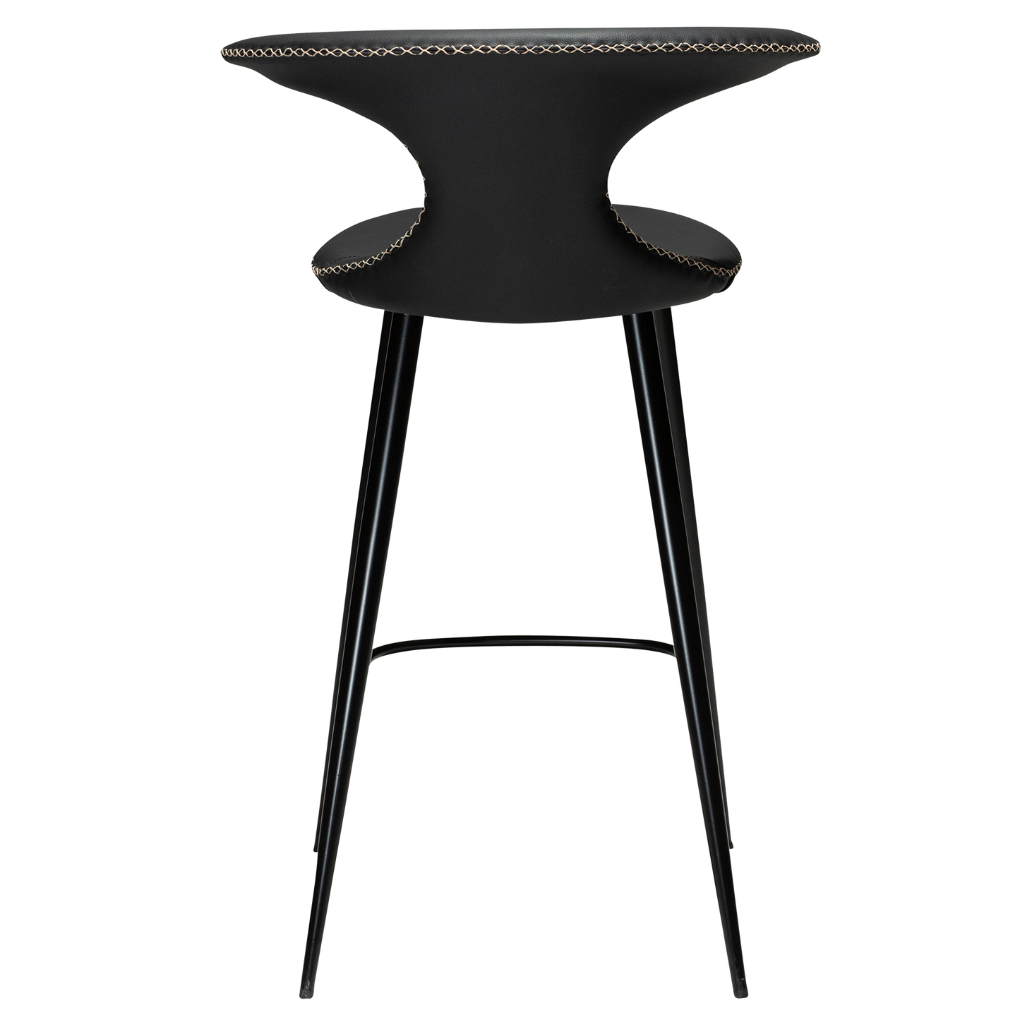 [var:Bezug=Schwarzes Leder mit schwarzen konischen Beinen] FLAIR Thekenhocker