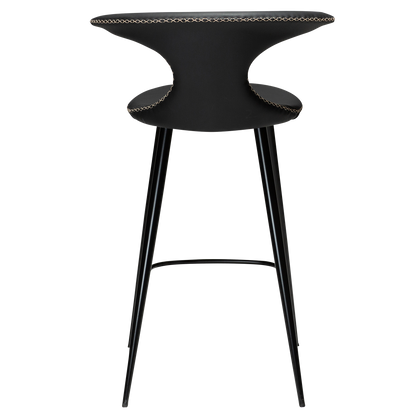 [var:Bezug=Schwarzes Leder mit schwarzen konischen Beinen] FLAIR Thekenhocker