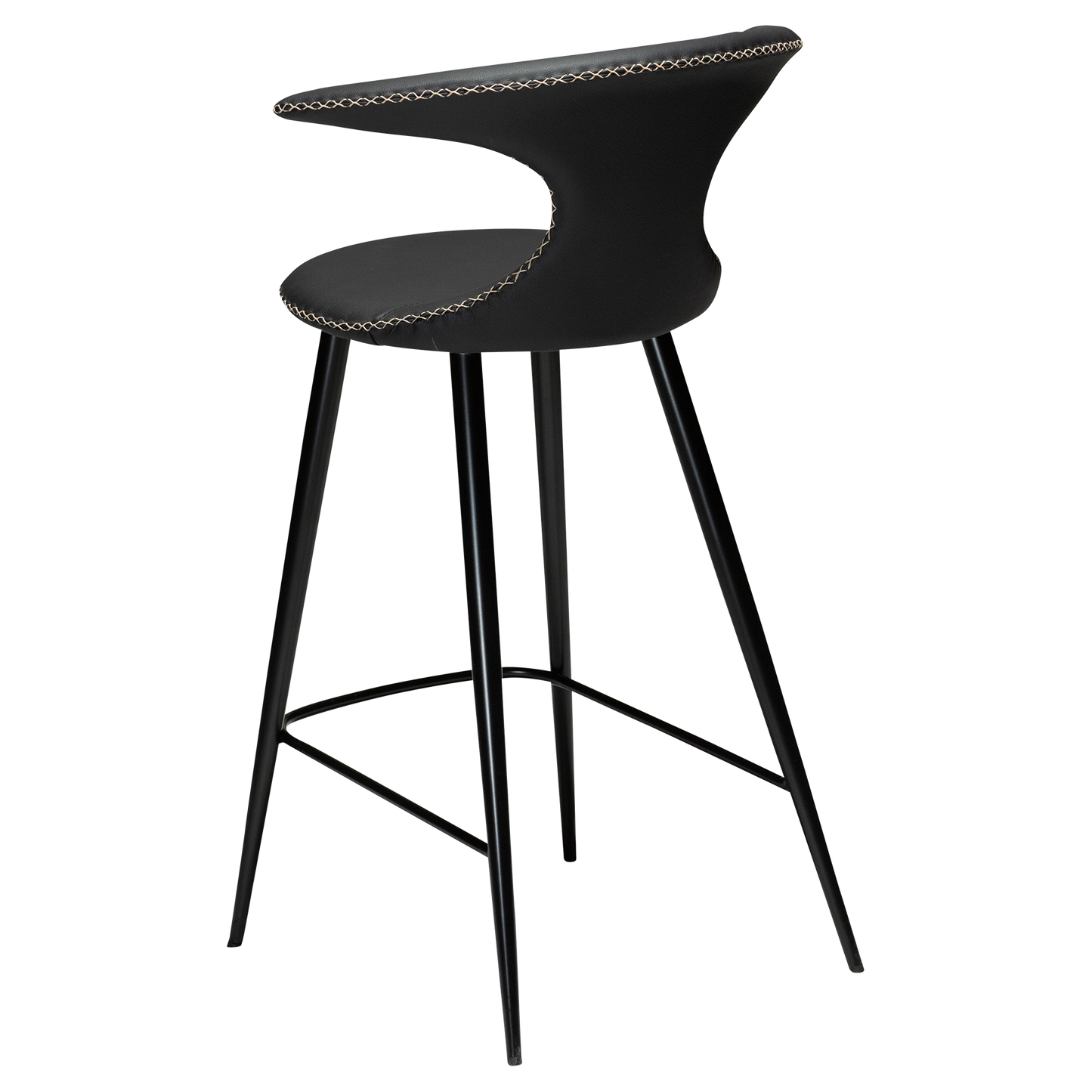 [var:Bezug=Schwarzes Leder mit schwarzen konischen Beinen] FLAIR Thekenhocker